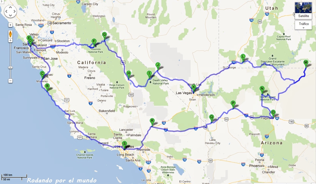 Ruta por la costa oeste de Estados Unidos